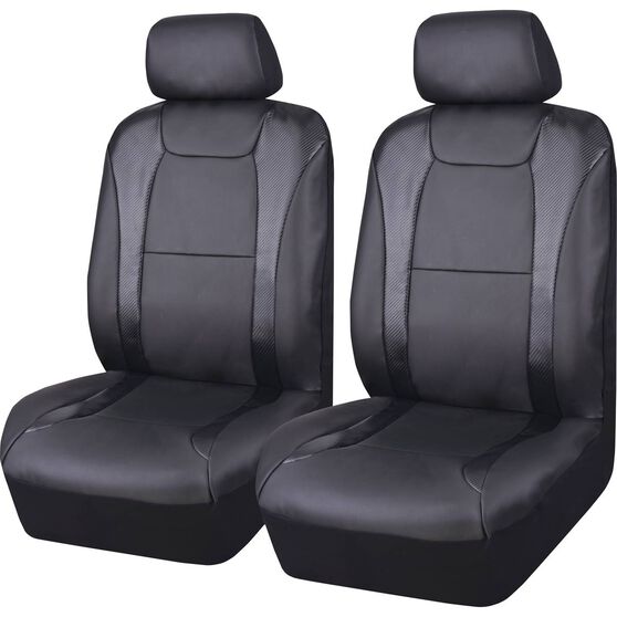 Sca Leather Look Seat Covers Black Carbon Adjustable Headrests Size 30 Front Pair Airbag Compatible Supercheap Auto