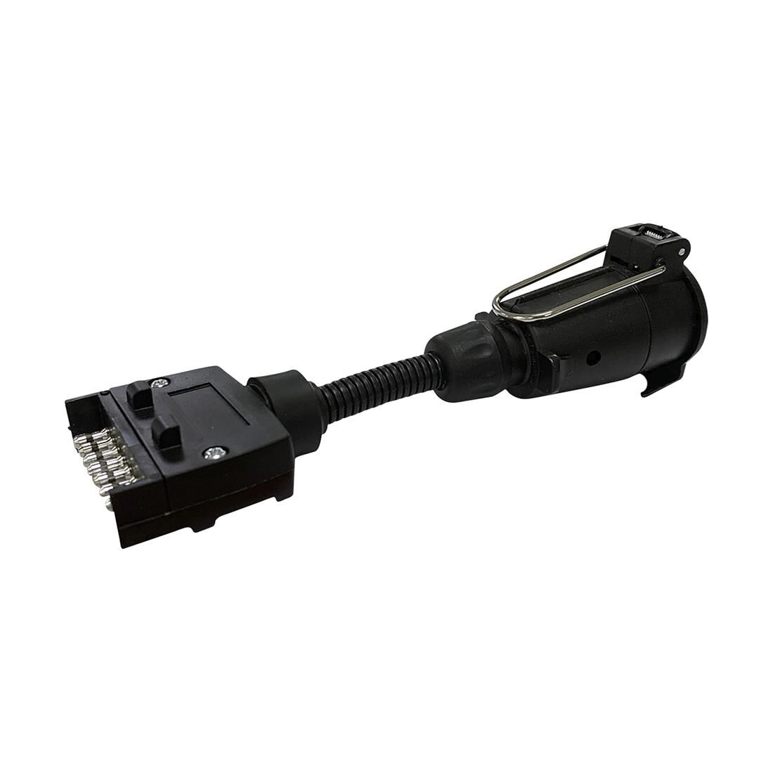 SCA Trailer Adaptor 7 Pin Flat Socket To 7 Pin Large Round Plug, , scaau_hi-res