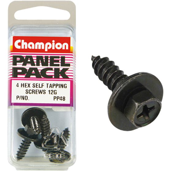 Champion Hex Self Tapping Screw - 12G, PP48, Panel Pack, , scaau_hi-res