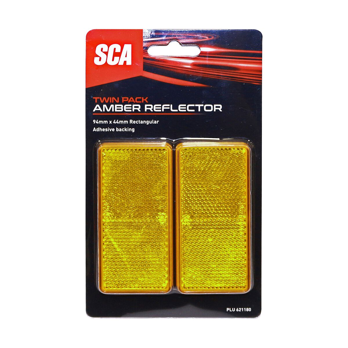SCA Reflector Twin Pack Rectangular Amber 94 x 44mm, , scaau_hi-res
