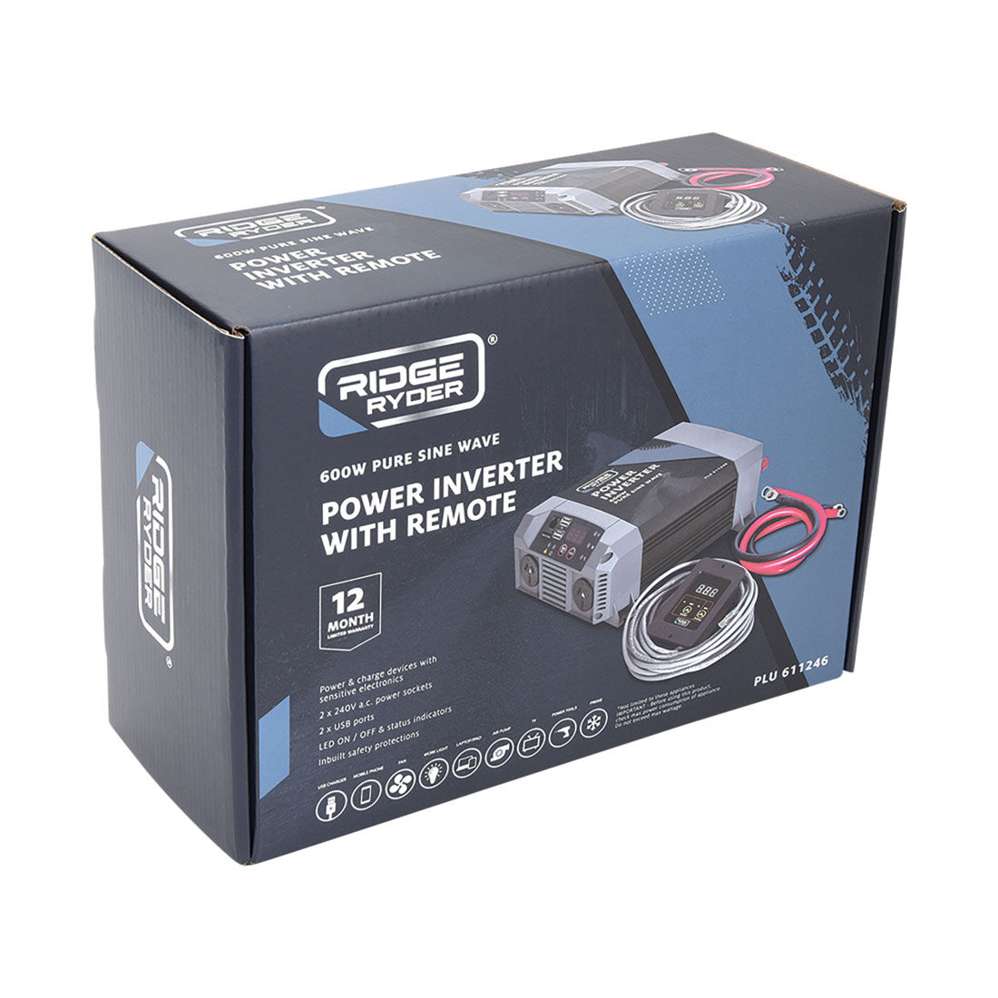 Ridge Ryder Pure Sine Wave Power Inverter 600W, , scaau_hi-res