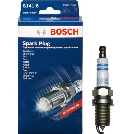 Bosch Double Platinum Spark Plug 8141-6 6 Pack, , scaau_hi-res