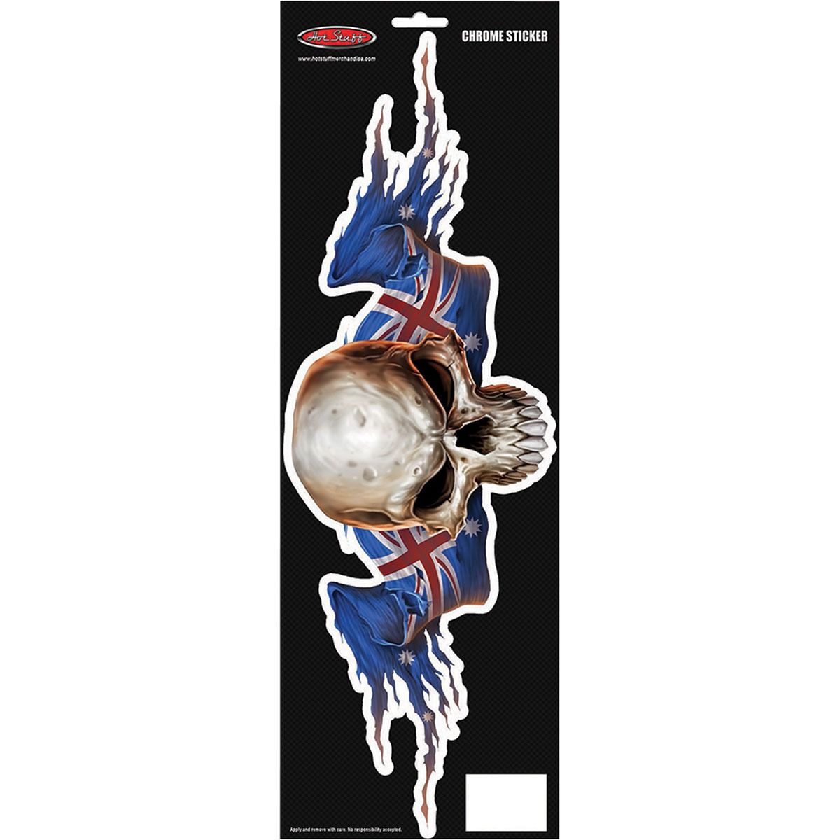 Sticker Aussie Skull Worn Flags, Large, Chrome, , scaau_hi-res
