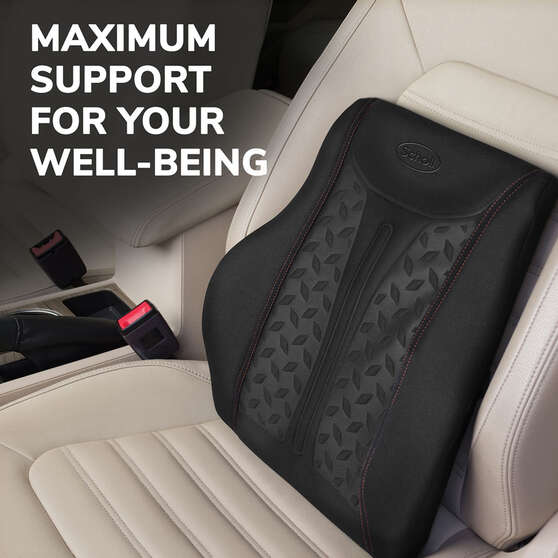 Scholl Copper Infused Memory Foam Black/Orange Lumbar Cushion, , scaau_hi-res