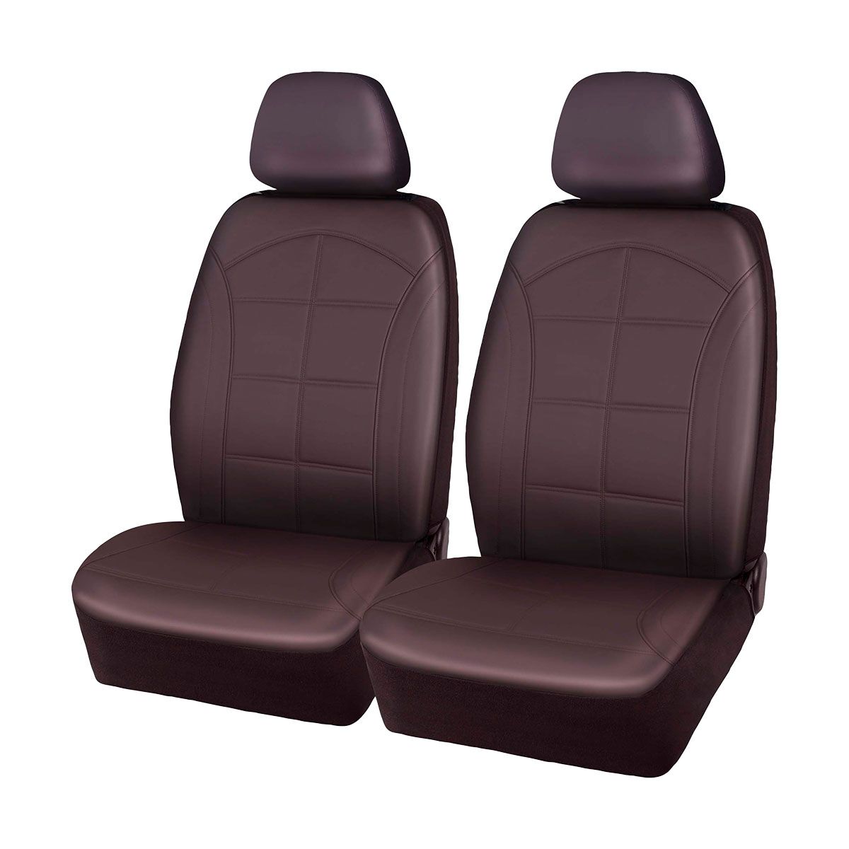 SCA Leather Look Burgundy Grid Seat Cover, , scaau_hi-res