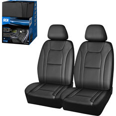 SCA Leather Look Seat Covers Black/Carbon Adjustable Headrests Airbag Compatible 30SAB, , scaau_hi-res