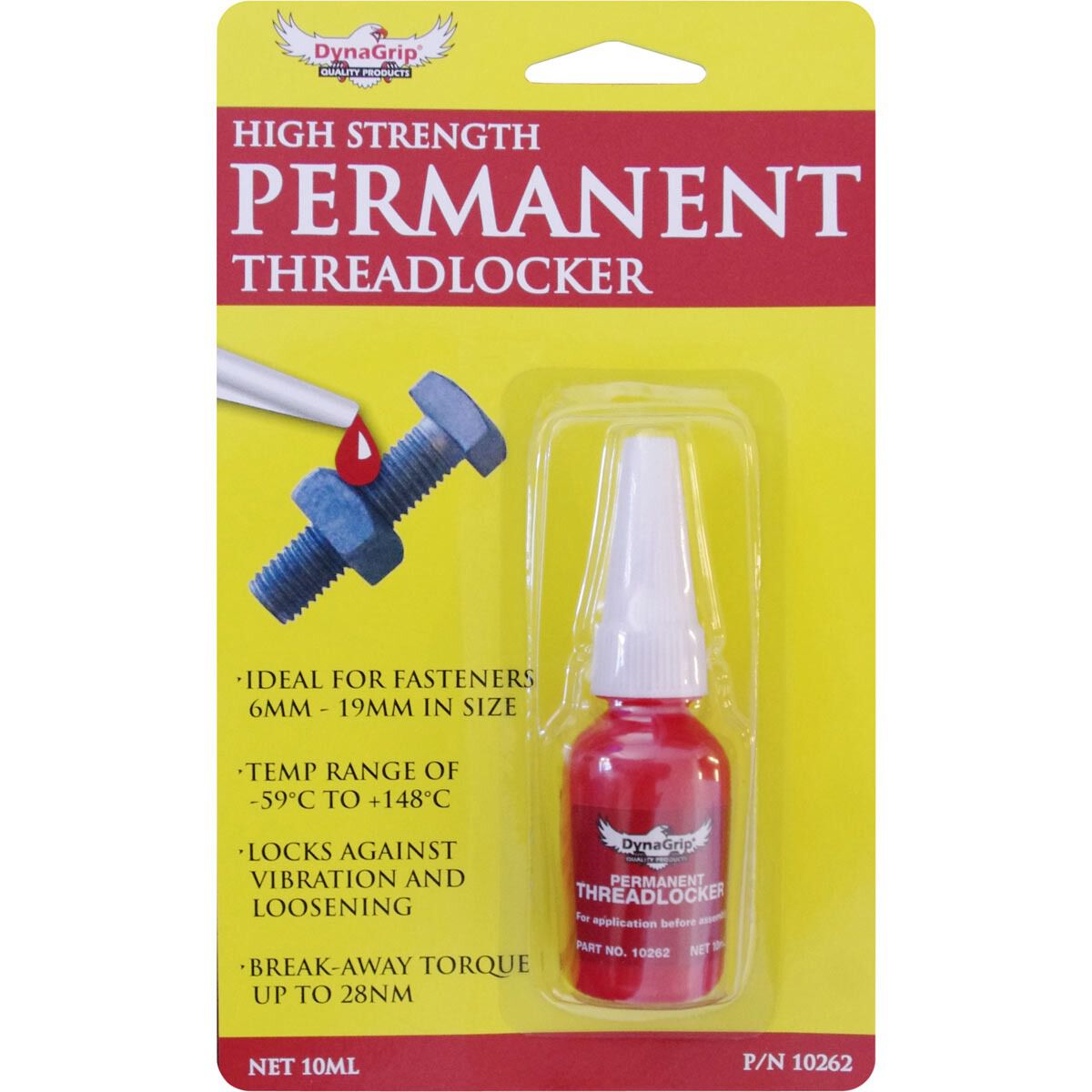 DynaGrip Threadlocker - High Strength, Red, 10mL, , scaau_hi-res