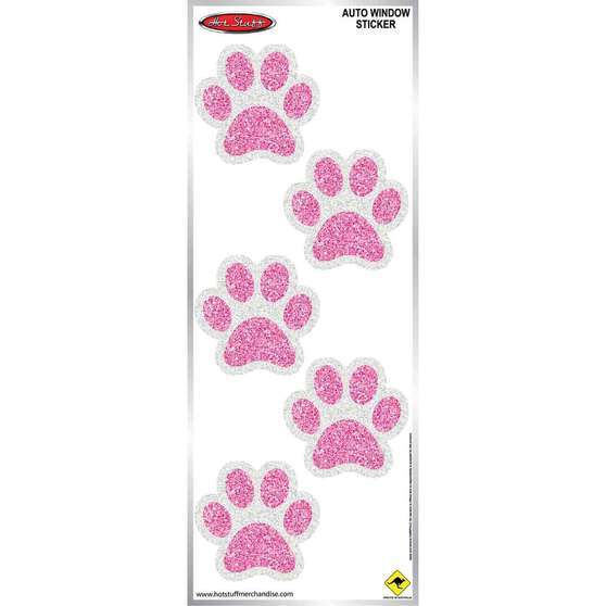Hot Stuff Sticker Sparkling Pink Paw Prints Medium, Vinyl, , scaau_hi-res