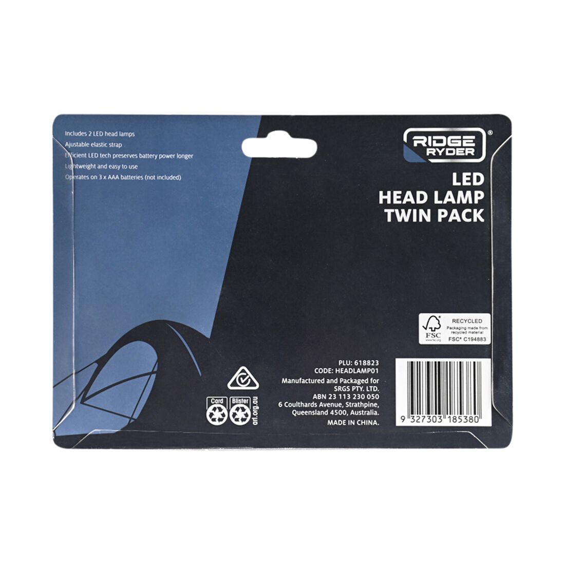 Ridge Ryder Headlamp Twin Pack, , scaau_hi-res