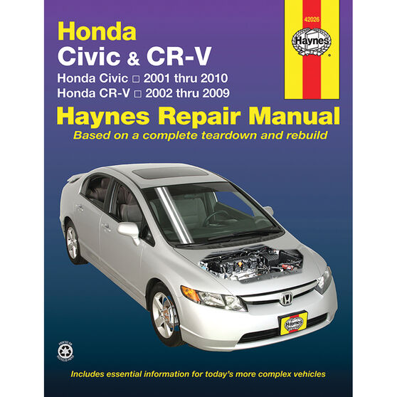 Haynes Car Manual For Honda Civic / CR-V 2001-2010 - 42026, , scaau_hi-res