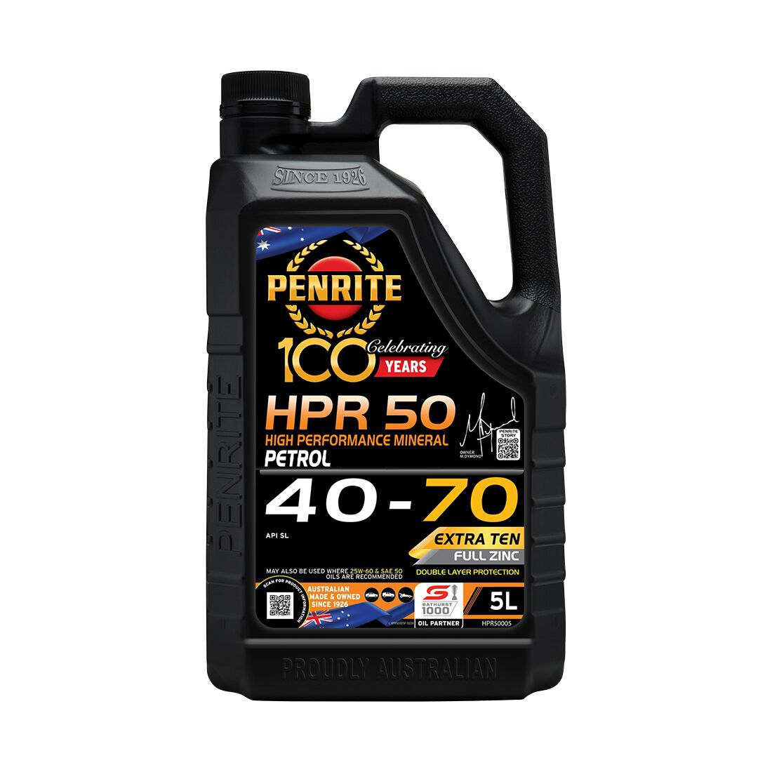 Penrite HPR 50 Engine Oil - 40W-70, 5 Litre, , scaau_hi-res