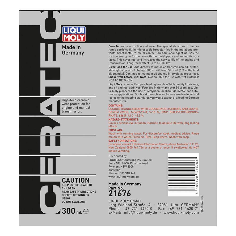 Liqui Moly Ceratec Engine Oil Additive Ceramic Wear Protection 300ML (Set  of 5)