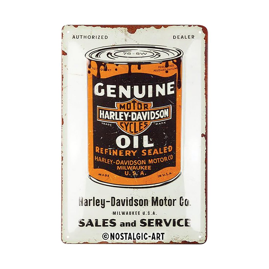 Nostalgic-Art Tin Sign 20x30cm Harley Davidson Genuine Oil Can, , scaau_hi-res