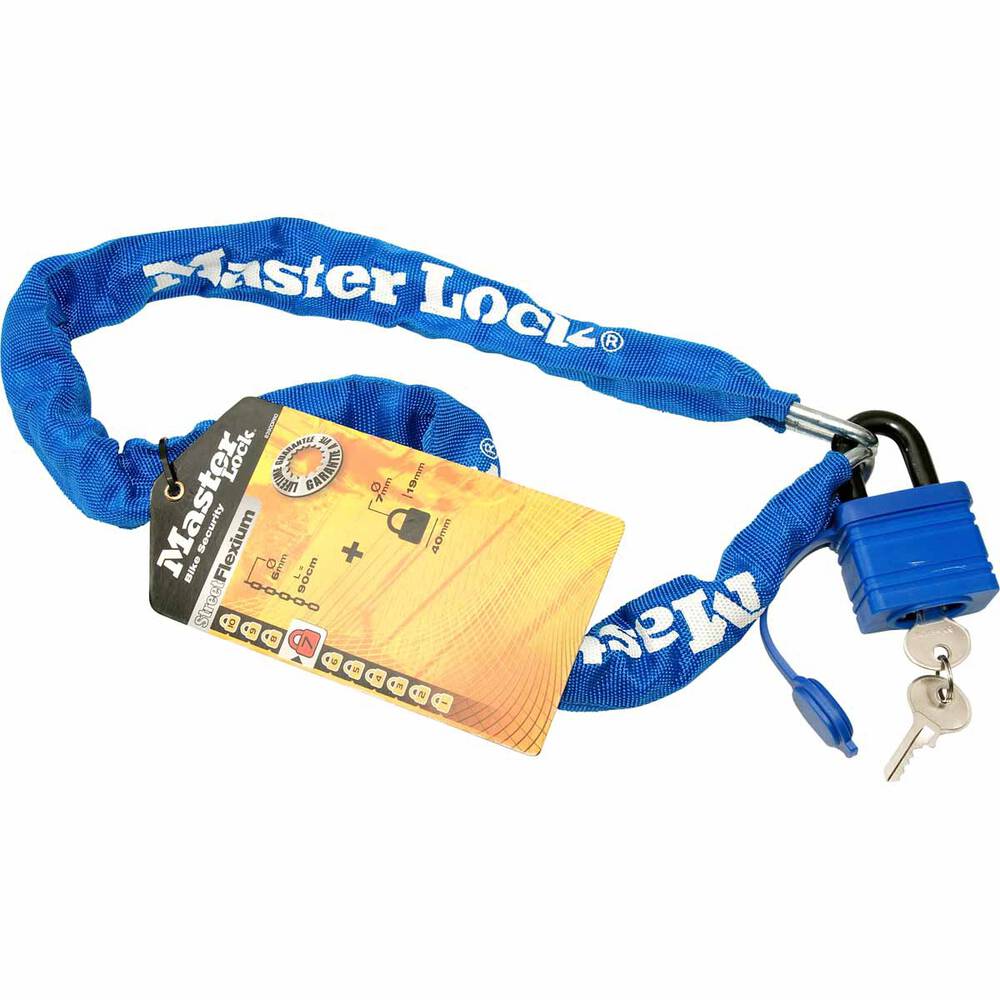Master Lock Street Flexium Chain and Padlock - 40mm, 6mm x 90cm ...