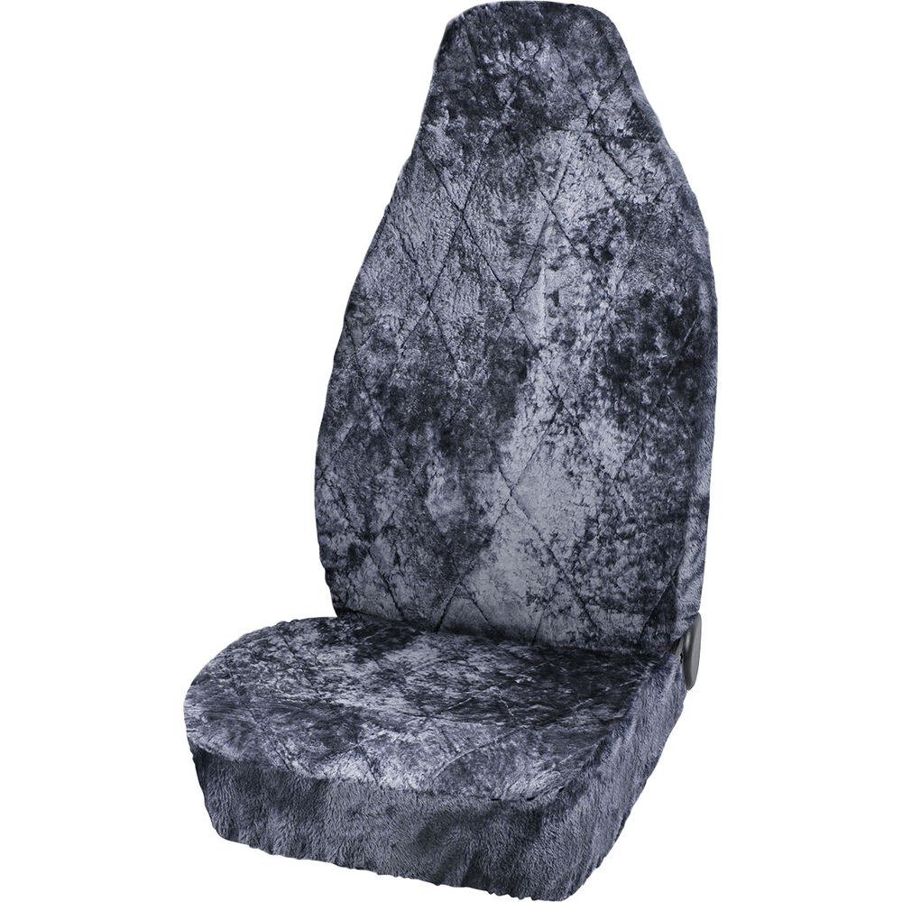 SCA Diamond Cut Sheepskin Single Seat Cover Slate Built In Headrests