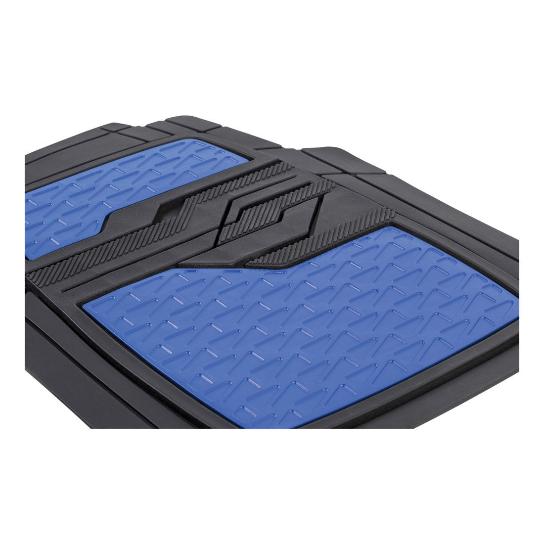 SCA Checkerplate PVC Car Floor Mats - Set of 4, Blue/Black, , scaau_hi-res