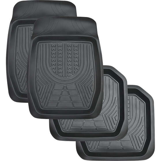 XTM Deep Dish PVC Car Floor Mats - Set of 4, Black, , scaau_hi-res