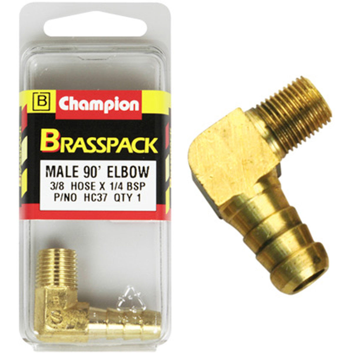 Champion Male Brass Pack 90&deg; Elbow HC37, 3/8" x 1/4", , scaau_hi-res