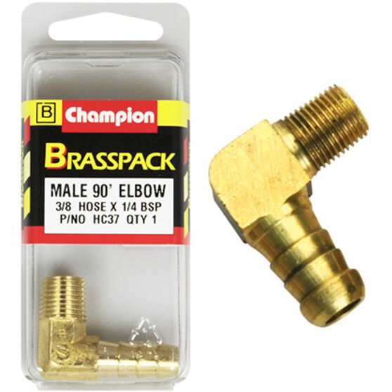 Champion Male Brass Pack 90° Elbow HC37, 3/8" x 1/4", , scaau_hi-res