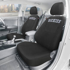 Dickies Collegiate Poly Canvas Seat Covers Black/Grey Adjustable Headrests Airbag Compatible, , scaau_hi-res