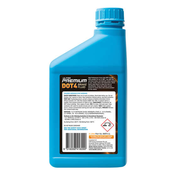 Bendix Brake and Clutch Fluid DOT 4 1 Litre, , scaau_hi-res