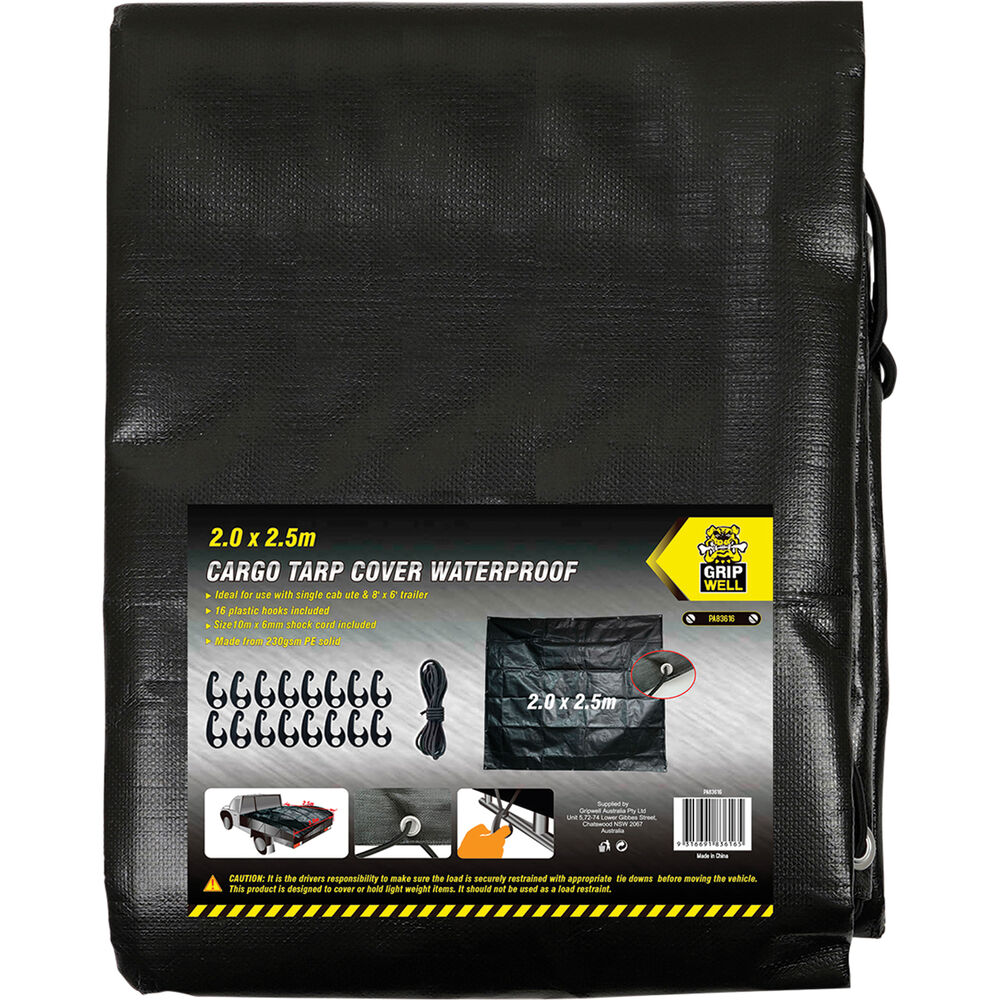 Gripwell Waterproof Cargo Tarp Cover Single Cab 2.0m x 2.5m