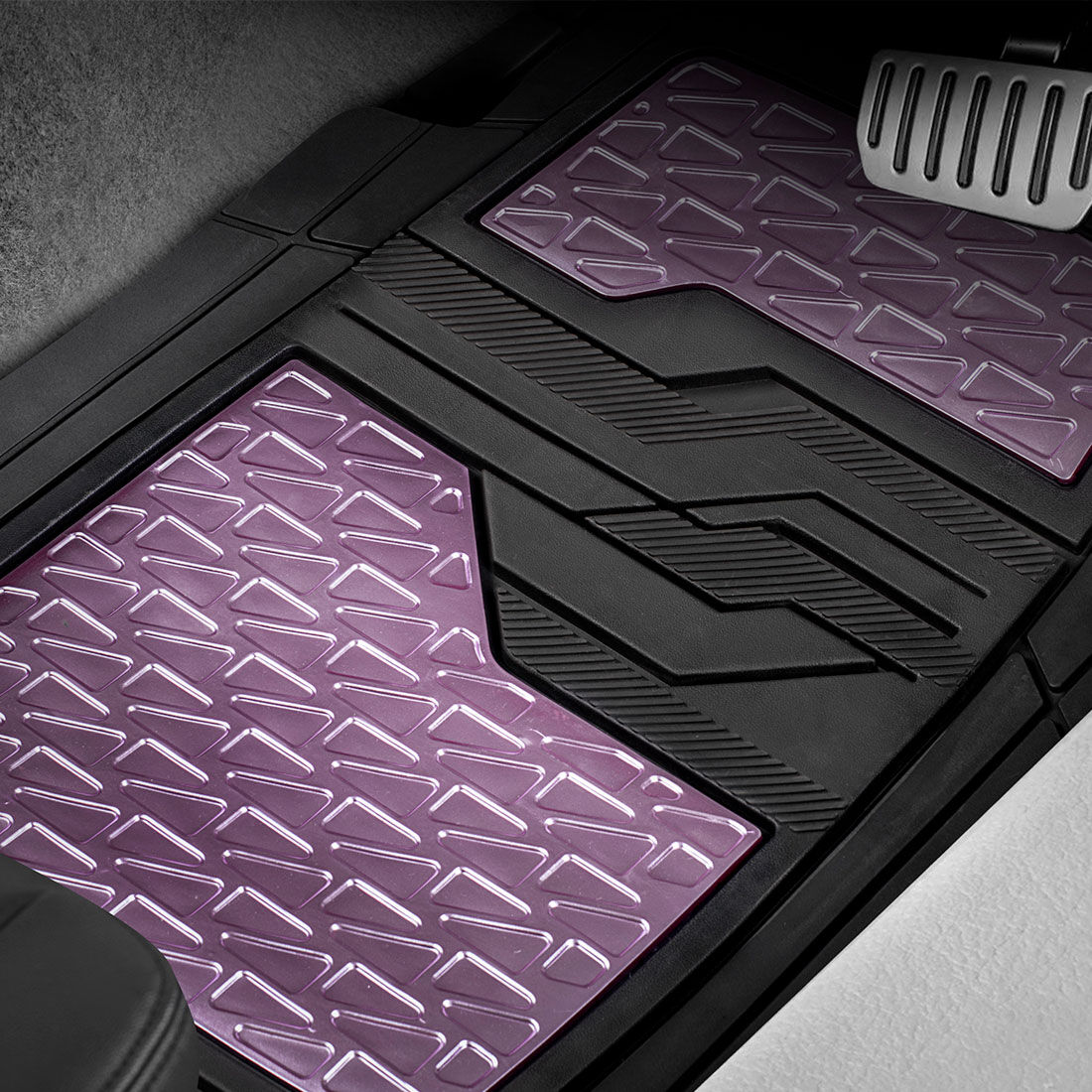 SCA Checkerplate PVC Car Floor Mats - Set of 4, Purple/Black, , scaau_hi-res