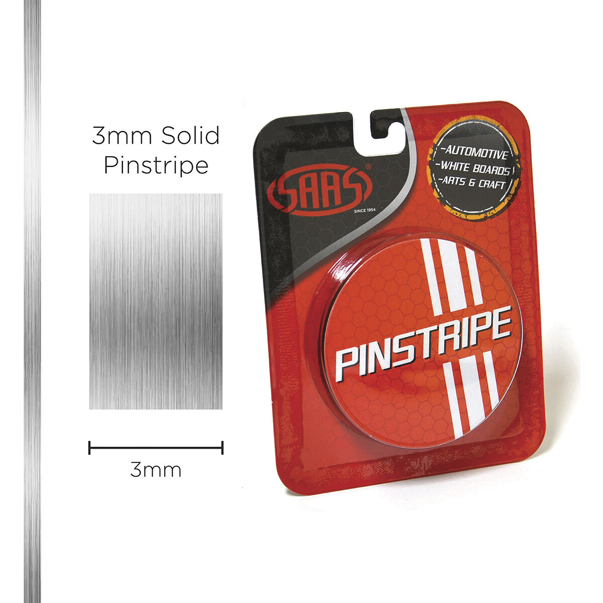 SAAS Pinstripe Solid Chrome Mylar 3mm x 10m Supercheap Auto