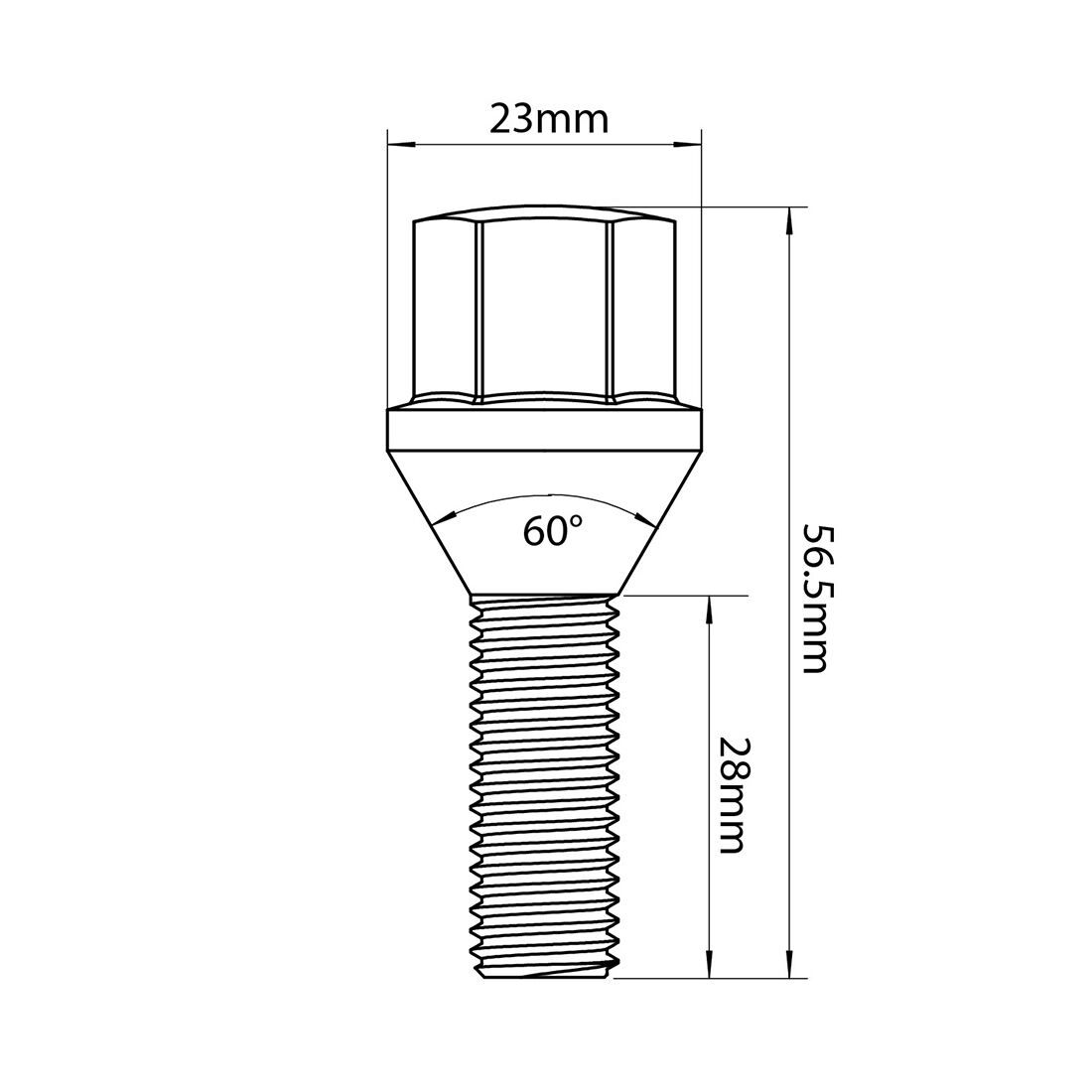 Tridon Wheel Bolts M14x1.25. Tapered Seat Bolt. 17mm Hex. Black Finish - 5 Pack, , scaau_hi-res