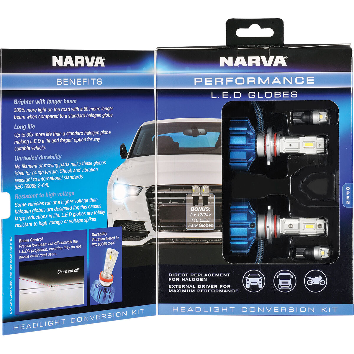 Narva Gen III LED Headlight Globes - HB3, 12/24V, 18445, , scaau_hi-res