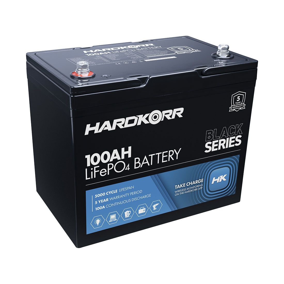 Hardkorr 100Ah Black Series LiFePO4 Deep Cycle Battery, , scaau_hi-res
