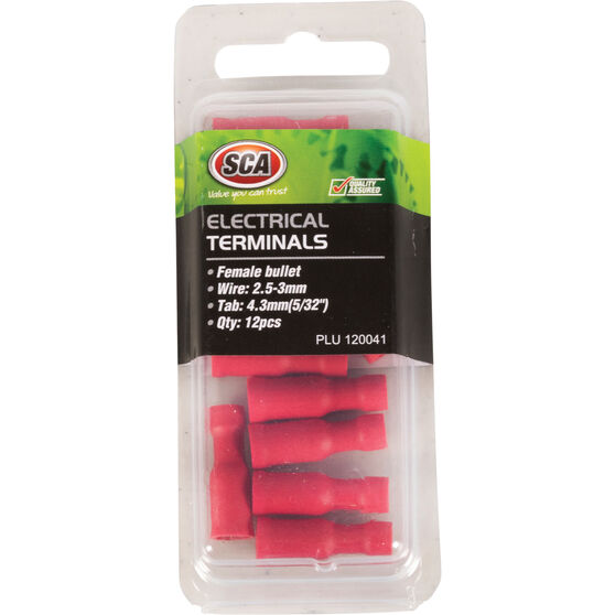 SCA Electrical Terminals Female Bullet, 4mm Red, 12 Pack Supercheap Auto
