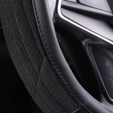 SCA Embossed Leather Look Steering Wheel Cover Black, , scaau_hi-res