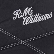 R.M.Williams Seat Cover Poly Canvas Seat Cover - Black/Grey Stitch Adjustable Headrest Airbag Compatible, , scaau_hi-res