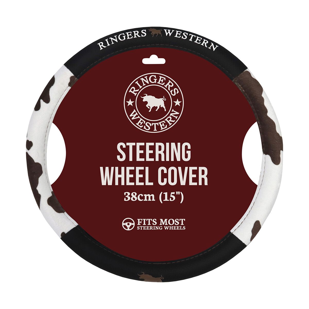 Ringers Western Steering Wheel Cover - Cow print, , scaau_hi-res