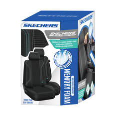 Skechers Air Cooled Memory Foam Seat Covers Black/Aqua Adjustable Headrests Airbag Compatible, , scaau_hi-res