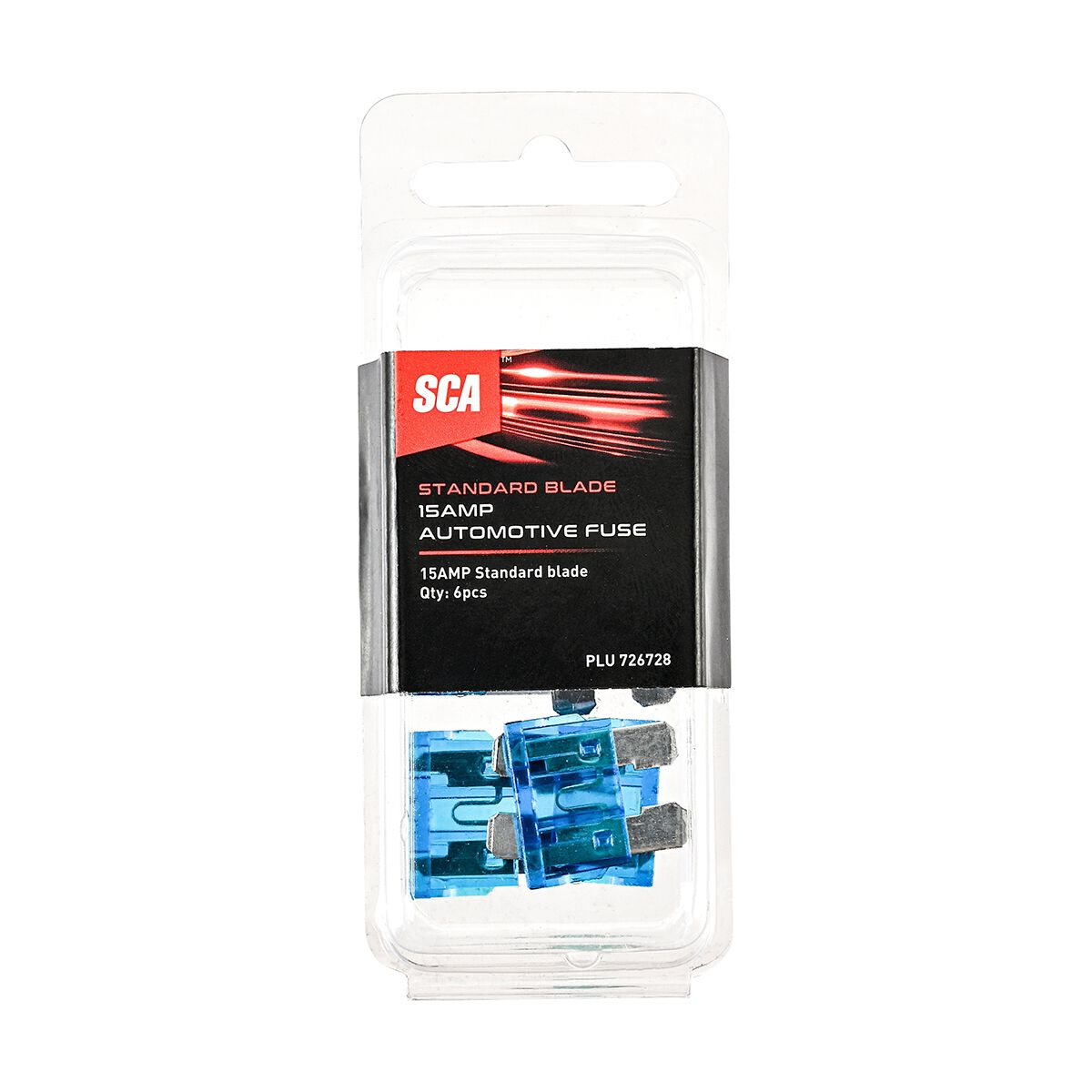 SCA Automotive Fuses - Standard Blade, 15 Amp, 6 Piece, , scaau_hi-res