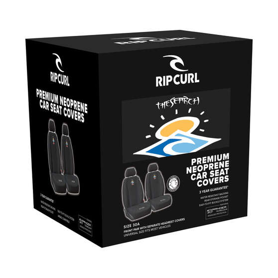 Rip Curl The Search Neoprene Seat Covers Black Adjustable Headrests Airbag Compatible, , scaau_hi-res