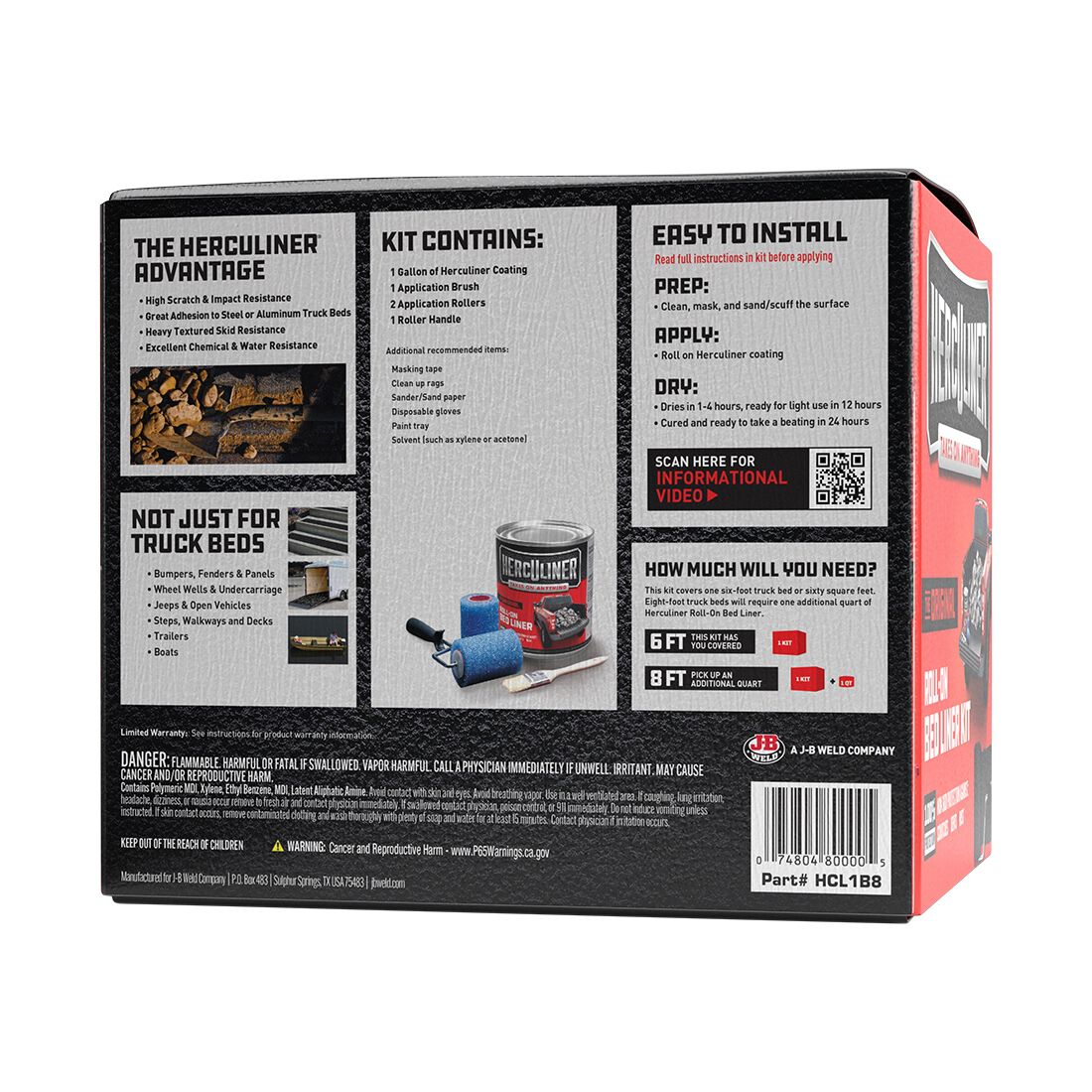 Herculiner Bed Liner Protective Coating Kit with Rollers 3.78 Litres, , scaau_hi-res