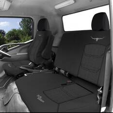 R.M.Williams Woven Seat Covers Black/Grey Adjustable Headrests Size 301 Front Bucket and Bench (W/Out Cut Out) Air Bag Compatible, , scaau_hi-res