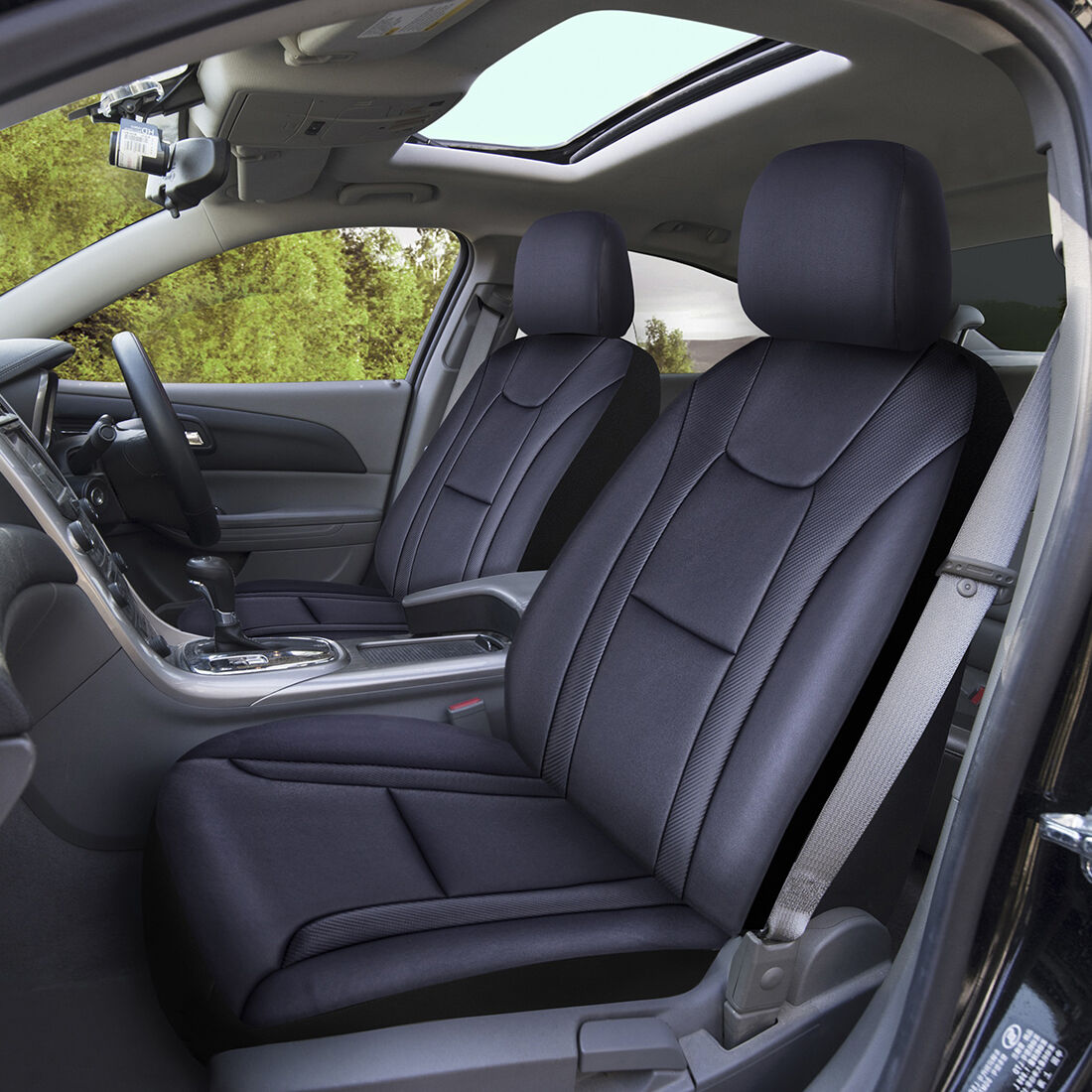 SCA Leather Look Seat Covers Black/Carbon Adjustable Headrests Airbag Compatible 30SAB, , scaau_hi-res