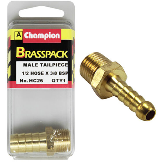 Champion Brass Pack Male Hose Barb HC26, 3/8" X 1/2", , scaau_hi-res