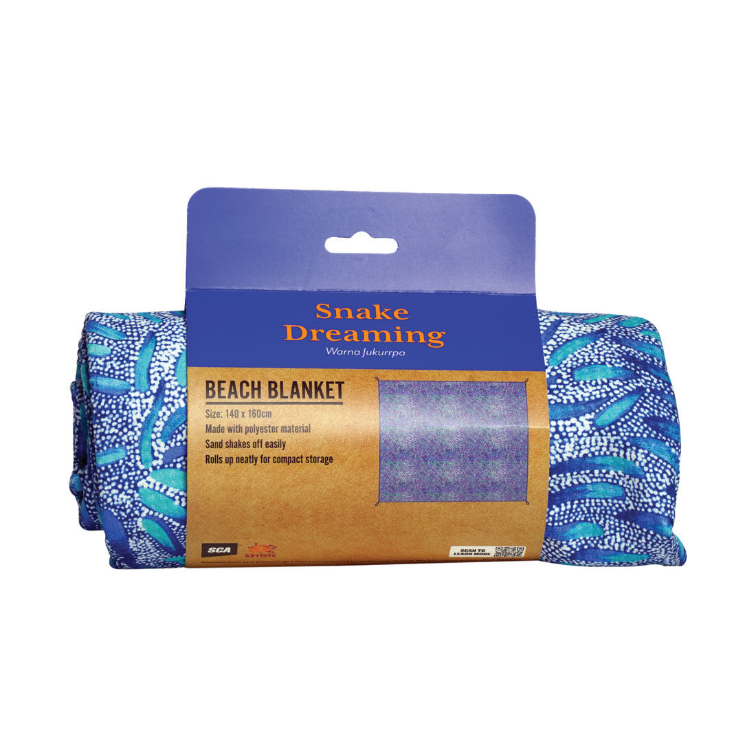 Snake Dreaming Beach Blanket Leaf 140cm x 160cm, , scaau_hi-res