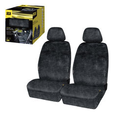 SCA Luxury Fur Seat Covers Slate Adjustable Headrests Airbag Compatible 30SAB, , scaau_hi-res