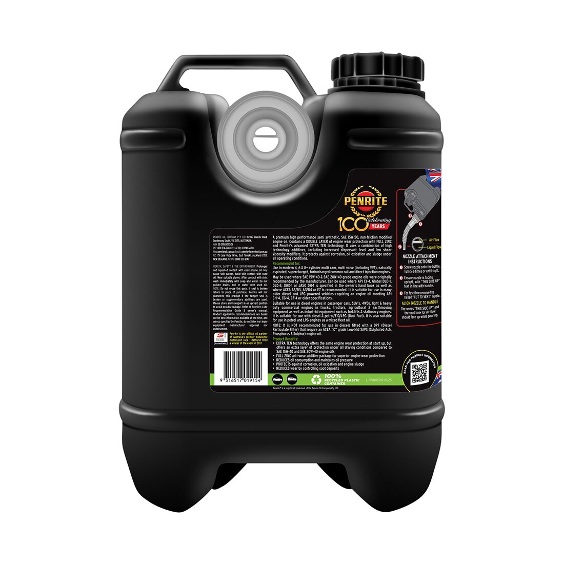 Penrite HPR Diesel 15 Engine Oil - 15W-50, 10 Litre, , scaau_hi-res