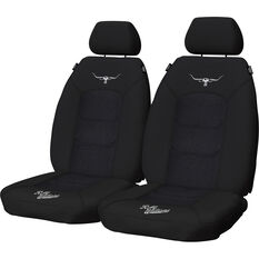 R.M.Williams Woven Seat Covers Black Adjustable Headrests Size 30 Front Pair Airbag Compatible, , scaau_hi-res