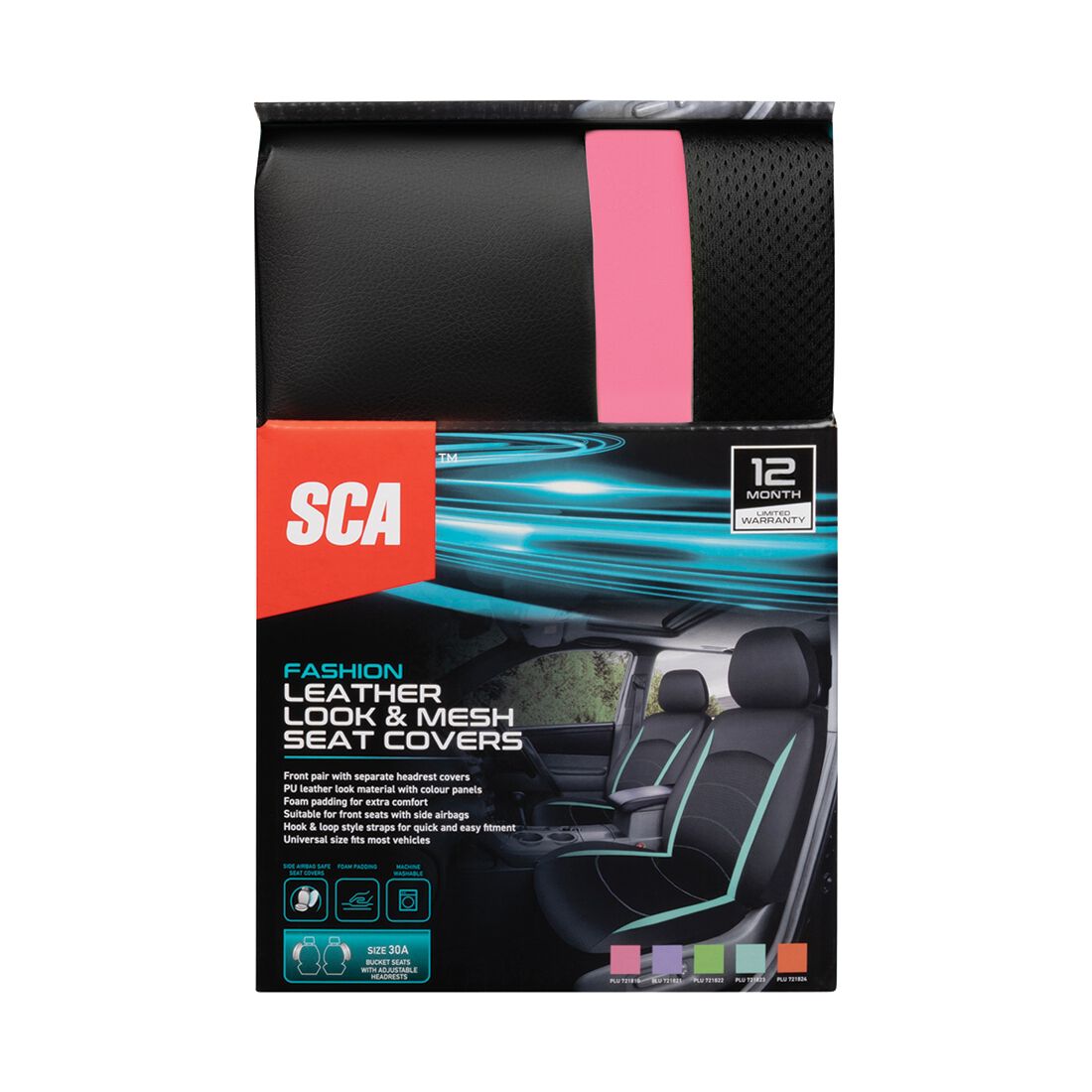 SCA Seat Cover Leather Look and Mesh Size 30A Pink, , scaau_hi-res