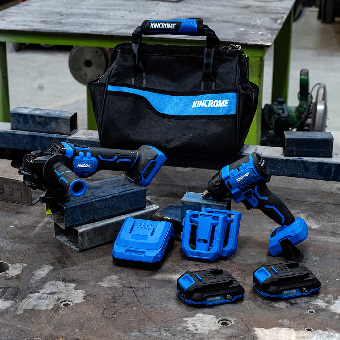 Kincrome PT18 18V 2 Piece Brushless Impact Wrench & Grinder Kit 2.0Ah, , scaau_hi-res