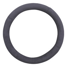 Premium Cloud Suede Steering Wheel Cover - Charcoal 380mm diameter, , scaau_hi-res