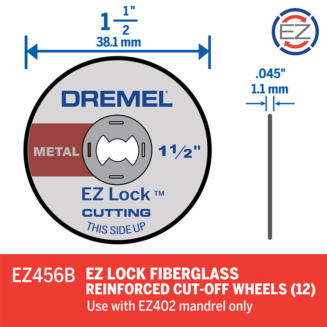 Dremel 12pk Ez Lock Metal Cut Off Wheel, , scaau_hi-res